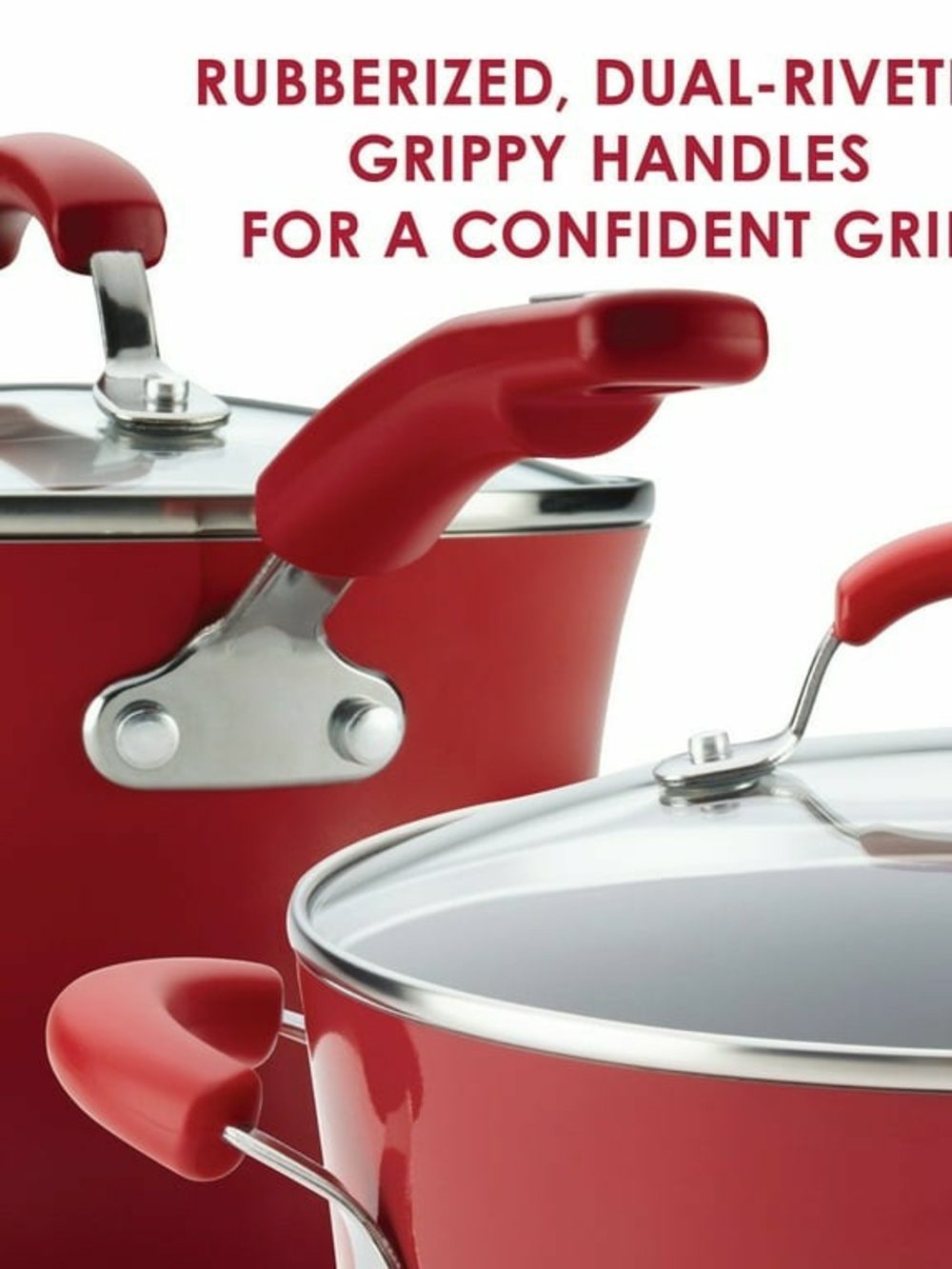 Rachael Ray Nonstick Pasta Stock Pot with Glass Lid & Spout 8Qt Red - Picture 4 of 6